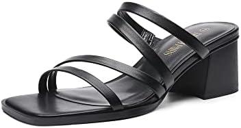 DREAM PAIRS Women's Strappy Heels Block Open Toe Low Heel Chunky Mules Sandals Dress Shoes 7.5