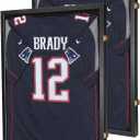 2 Packs Jersey Frame Display Case ,Lockable Flat Jersey Shadow Box with 98% UV Protective Acrylic Door for Football,Hockey,Basketball,Baseball Sports Jersey Black