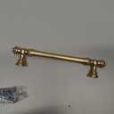 Amerdeco 10 Pack Brushed Brass Cabinet Pulls 5 Inch(128mm) Hole Center Cabinet Hardware Gold Kitchen Cabinet Handles for Bathroom Drawer Pulls Dresser Pulls ZH0014.