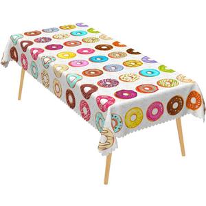 Veewon Donut Table Cloth Donut Party Rectangular Tablecloth Picnic Table Cover for Dining Room Kitchen Decoration, 42.52"L x 70.87"W