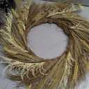Dried Wheat Wreath, Fall Wreath for Front Door, Pampas Dried Flower for All Seasons, Boho Wall Decor, Farmhouse Rustic Floral DIY Wreath Arrangement