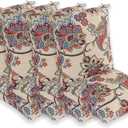 Set of 4 Outdoor Dining Chair Cushions, Comfort Patio Seating Cushions, 44 x21x4.5 inch, Single Welt and Zipper (Khaki Floral), 4 Pack