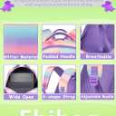 Unicorn Girls Backpack with Lunch Box for Kids Gradient Rainbow Glitter Bookbag for Age 4-6 6-8 8-10 School Bag for Primary Kindergarten Elementary Pre School Aesthetic Lightweight Mochila Para Nias (Macaron)