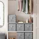 SONGMICS Storage Cubes, 13-Inch Non-Woven Fabric Bins with Double Handles, Set of 6, Closet Organizers for Shelves, Foldable, for Clothes, Cattail Gray UROB033G01