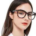 MARE AZZURO Oversized Bifocal Reading Glasses +3.00 Women Blue Light Blocking Readers (Leopard, 3.00)