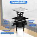 Neodrain Square Shower Drain, 4 inch Stainless Steel 304 Grate and PVC Drain Body, Brick Pattern Grate with Brushed Nickel Finish, Kit Includes Hair Trap/Strainer,Lifting Hook and PVC Drain Base