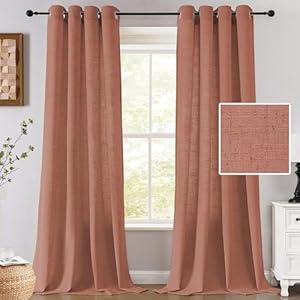H.VERSAILTEX Linen Curtains 84 Inch Length for Living Room 2 Panel Set Neutral Modern Farmhouse Window Privacy Linen Fabric Drapes for Farmhouse Window Treatment Curtains, 52 x 84 - Terracotta
