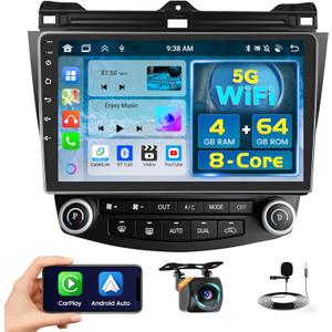 8 Core 4+64GB for Honda Accord 7th 2003-2007 Android 15 Car Stereo Wireless Carplay Android Auto, 10.1'' Touchscreen Car Radio with GPS, WiFi, 32EQ DSP, 59 UI, Bluetooth, FM RDS, Backup Camera
