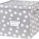 HOLDN STORAGE Christmas Ornament Storage Box with Lid - Christmas Decor Storage Containers that Store up to 64 Holiday Ornaments - Grey/White Snowflakes
