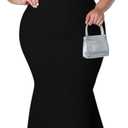 Women's Plus Size Maxi Dress Elegant V-Neck Ruffle Sleeves Bodycon Mermaid Dresses Evening Gown (3X-Large Plus, Black)