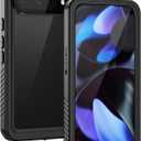 Lanhiem for Pixel 9 Case, IP68 Waterproof Dustproof Case with Built-in Screen Protector, Rugged Full Body Shockproof Protective Clear Cover for Google Pixel 9 6.3 Inch, Black