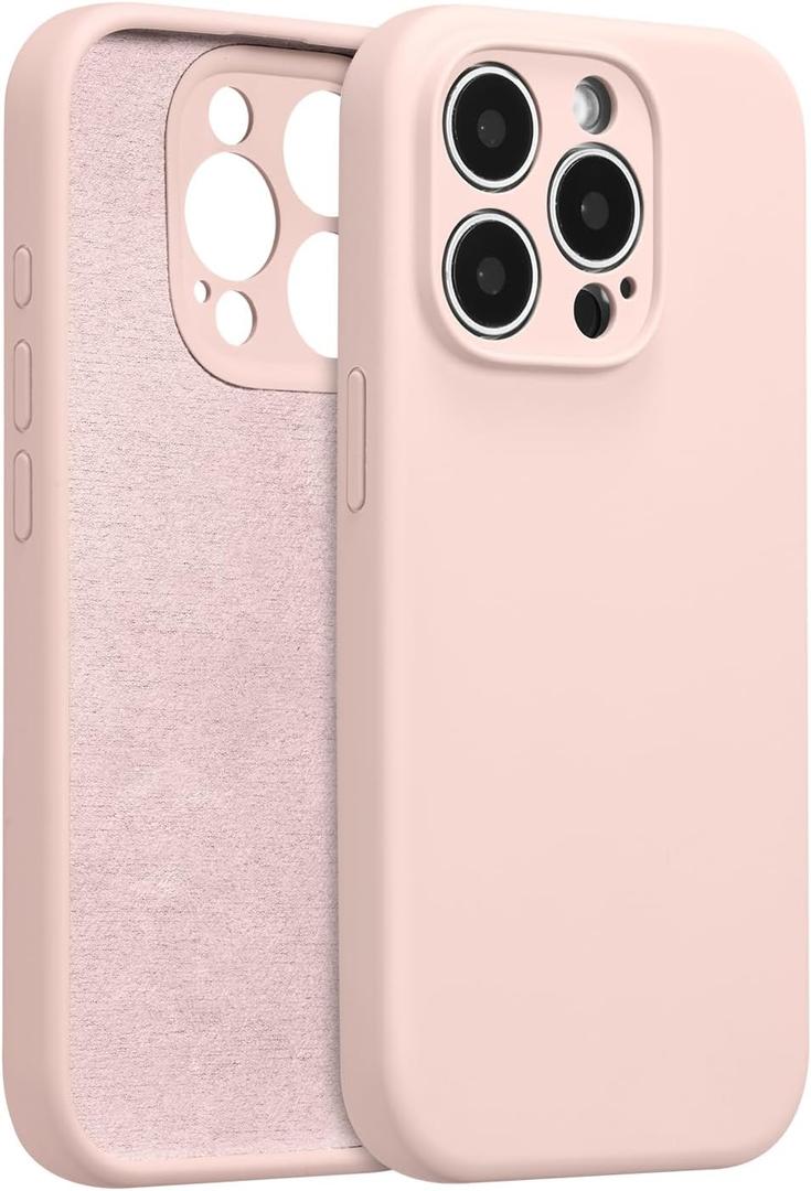 for iPhone 14 Pro Max Case,Liquid Silicone Case,Pink | [Full Camera Protection][Soft Anti-Scratch Microfiber Lining],Ultra Slim Shockproof Phone Case for Men Women Girls
