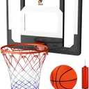 CYFIE Large Wall Mount Basketball Hoop Set with Door Hooks, 32" x 23" Backboard, Spring Rim, Indoor Outdoor Basketball Practice Equipment for Adults
