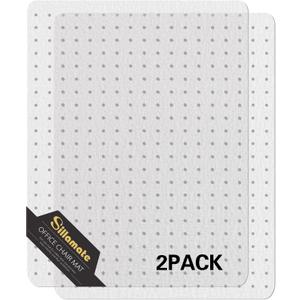 Plastic Office Chair Mat for Carpeted Floors, Heavy Duty Floor Mat,Eco-Friendly Series Studded Carpet Desk Chair Mats-36'' x 48'' (36 inches X 48 inches x 2 pc- NO Lip)