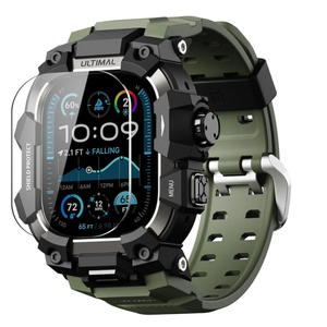 ULTIMAL Rugged Case with Band for Apple Watch 49mm,Compatible with Apple Watch Ultra/Ultra 2, Military Grade Shockproof Bumper Cover for iWatch Tactical Band Men (49mm,Green)