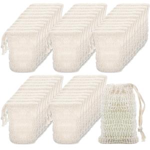 Molain Soap Bag, 50 Pack Natural Sisal Soap Saver, Bar Soaps Pouch for Exfoliating, Foaming, and Drying Soaps Bars