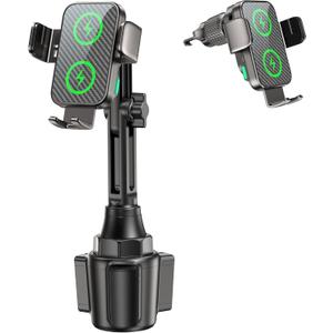 Dual Coil 15W Cup Phone Holder Mount,Wireless Car Charger Auto-Clamping Fast Charging Vent Phone Holders for Your Car for iPhone 17/17Pro/17Pro Max/16/15/14/13,Samsung Flip S25 S24 S23 S22 Ultra (Striped Black)