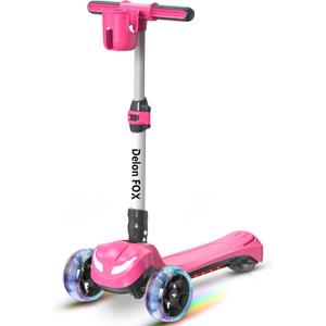 Electric Scooter for Kids Ages 3-8, Kids Electric Scooter, 3 Wheel Electric Scooters with Flash Wheels and Widen Anti-Slip Deck, 3 Adjustable Height, 5MPH Safe Speed, Gift for Boys and Girls (Pink)