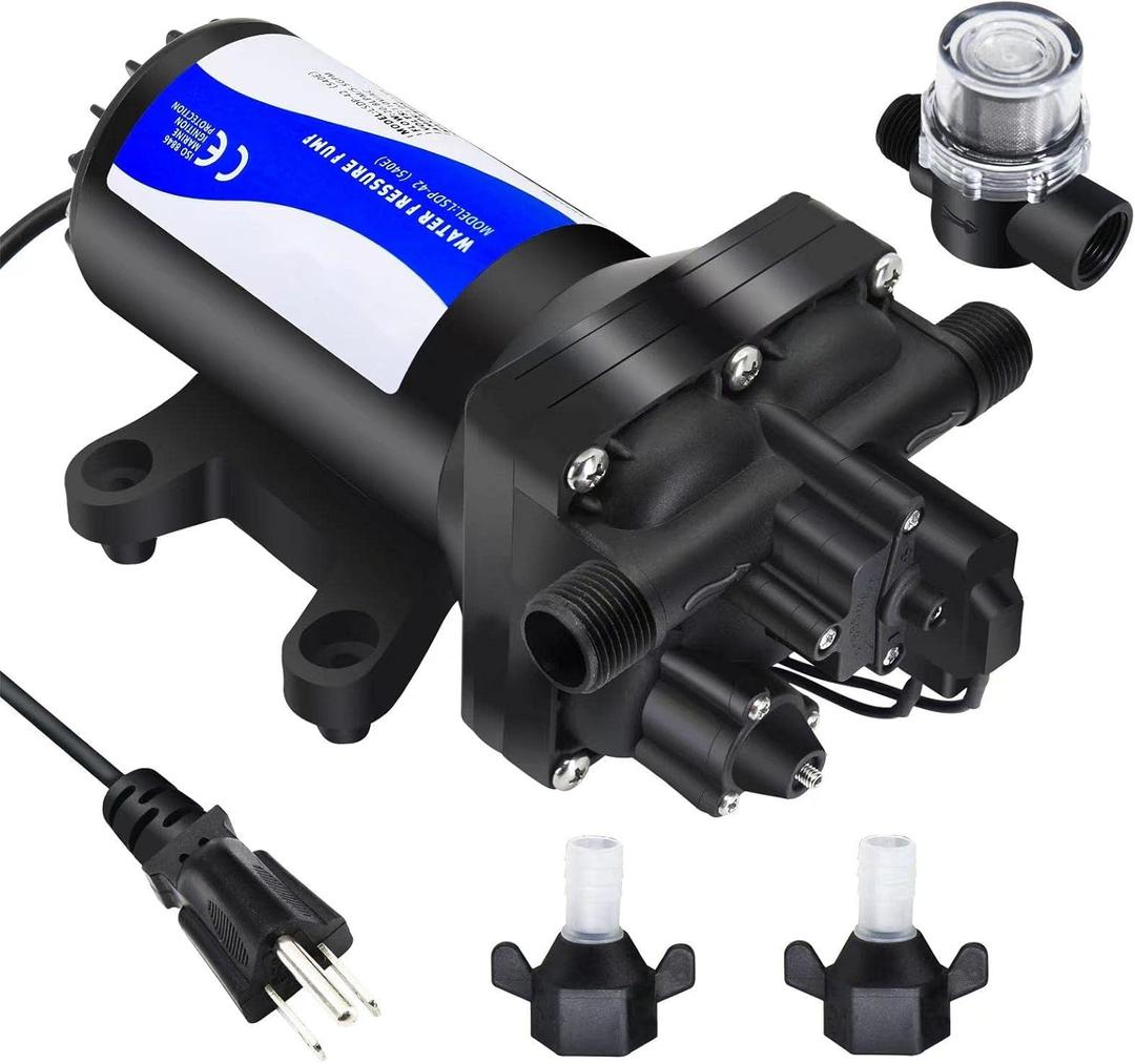 110V AC Water Pressure Booster Pump, 5.5 GPM 75 PSI Diaphragm Transfer Pump with Automatic Pressure Switch, Quiet Self-Priming Pump for RV, Home, Garden Hose & Irrigation