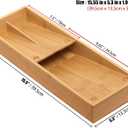 guiogc Bamboo Silverware Drawer Organizer, Kitchen Cutlery Tray,Utensil Holder for Spoons, Forks, Knives in Kitchen