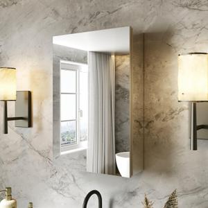 16x24 Bathroom Medicine Cabinet with Mirror,Aluminum Alloy Frame with Mirror Side Panels,Surface or Recessed Medicine Cabinet with Adjustable Shelves,Assembly Required