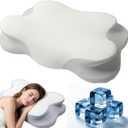 Mellow Cloud Pillow, Ergonomic Memory Foam Cloud Align Pillow for Neck Support, Mellow Sleep for Side, Back, and Stom (White)