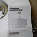 20" Boho Ceiling Fans with Lights, Fabric Fandelier Chandelier Ceiling Fan with Light Remote Control, Caged with 6 Speeds for Bedroom, Nursery(White)