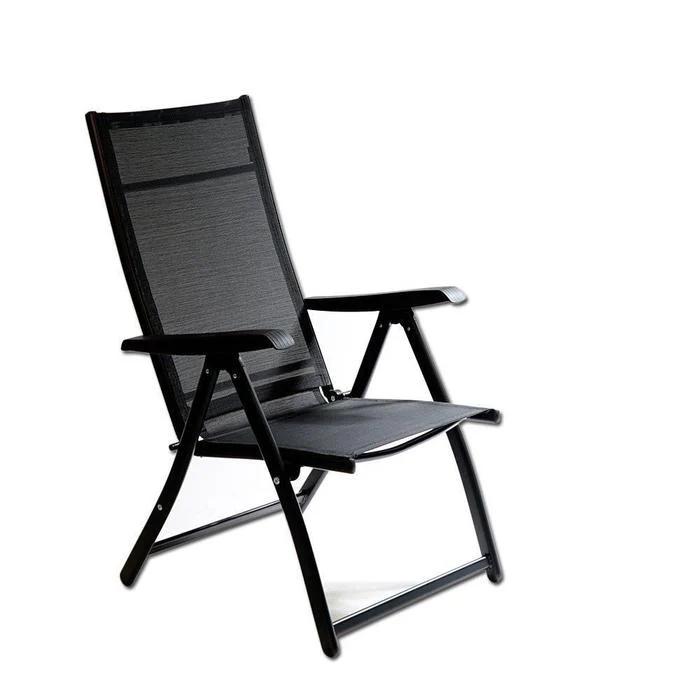  Adako Single 1 Folding Chairs with Arms, Portable Patio Chairs for Outdoor & Indoor, Sling Back Chairs for Lawn, Pool, Courtyard, Balcony & Garden (Black)