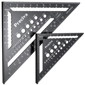 Preciva Carpenter Square Set, 12 inch (1/16" Scale) and 7 inch Rafter Square Aluminum Alloy, Multi-Purpose Carpenter Tool Measuring Layout Tool for Woodworking and Carpentry