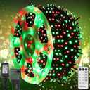 WATERGLIDE 1000 LED Christmas String Lights, 328 FT Green Wire LED Decorative Fairy Lights with Remote & 8 Modes, Waterproof for Outdoor Xmas Holiday Party Garden Wedding Home Decor, Red & Green