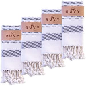 Ruvy Home Basics Turkish Hand Towels for Bathroom Set of 4 | 18"x40", Cotton | Decorative Towel for Bathroom, Kitchen, Dishcloth, Tea, Yoga, Face, Gym - Light Grey