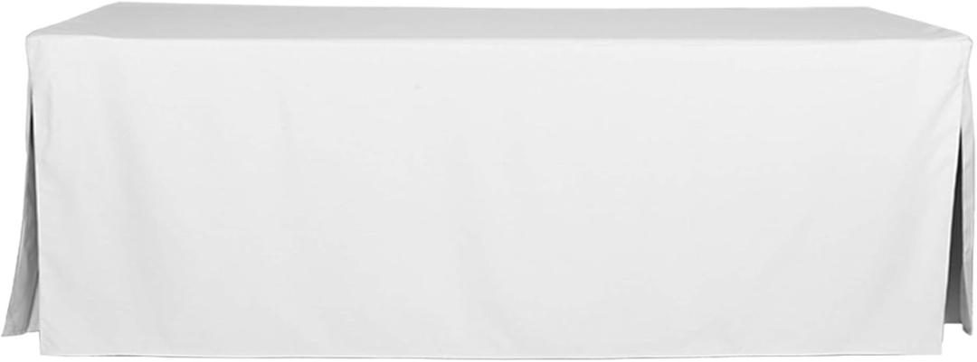 Tablevogue Machine Washable Polyester Solid Fitted Stain Resistant Table Cover Rectangular 96-inch Tablecloths for Events Wedding Special Occasions Table Cloth 8-Foot, White