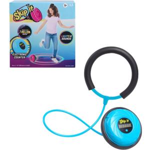Just Play Skip It Retro Outdoor Toy, Light Up Ball and Digital Counter, Blue, Soft Foam Padded Ankle Ring, 31-inch Long, Screen Free Play, Toys for Kids Ages 5 Up