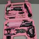 WORKPRO Pink Tool Set with 3.7V Rotatable Electric Screwdriver, 18PCS Portable Ladies Home Tool Kit with Toolbox, Cordless Electric Screwdriver Kit, Household tool kit for Dorm, Apartment -Pink Ribbon
