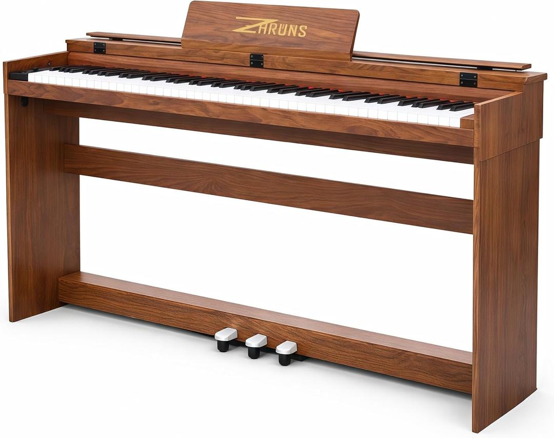 Digital Piano 88 Key Full-Size Weighted Keyboard, Wooden Classic Upright Electric Piano with Headphone Jack, Piano Stand, 3 Pedal, Suitable for Beginner, Professional