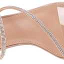 Vivianly Womens Square Toe Clear Rhinestone Strappy Heeled Sandals Transparent Block High Heels Slides Slipper Wedding Dress, 9