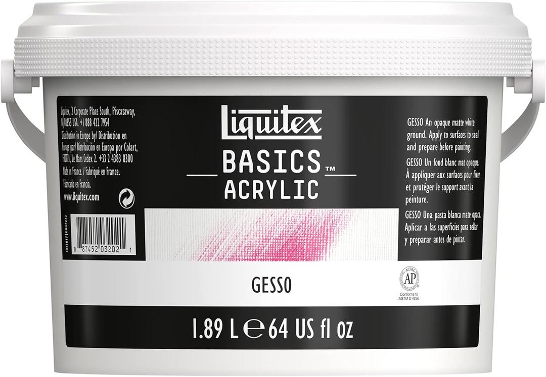 Liquitex BASICS Gesso Surface Prep Medium, 1.89L (64-oz) Tub, White