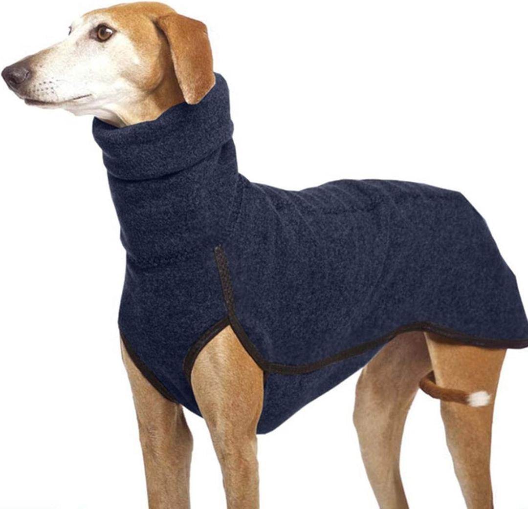 Esobo Fleece Dog Apparel Winter Warm Dog Coat Doggie Turtleneck Cozy Jacket Soft Shirt Vest Stylish Pet Outfits for X-Large Dogs (Navy Blue)