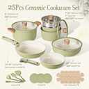CAROTE 25pcs Ceramic Cookware Sets, Nonstick Pots and Pans Set Non Toxic, 25 Piece