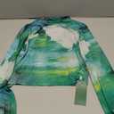 Remidoo Womens Sexy Sheer Mesh Long Sleeve Tops Round Neck Fitted T Shirt, Small