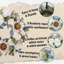 Spring Wreath for Front Door - 24 Inch White Flower With Artificial Sunflower, Peony, Rose - Mixed Faux Floral Spring Summer Decoration for Home Indoor Outdoor Door Wall