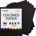 Hygloss Black Paper - 24 lb, 89 GSM, Fade-Resistant, Acid-Free, 8.5x11-Inch Letter Size Color Copy Paper, 90 Sheets