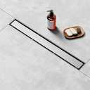 Linear Shower Drain 18 Inch, Shower Drain with 2-in-1 Tile Insert Panel, Brushed AISI 304 Stainless Steel Linear Drain for Fast Drainage, Floor Drain for Bathroom, Kitchen, Garage & More