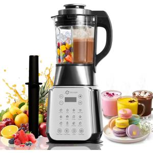 Glass Blenders for Kitchen Stainless Steel Professional Blender for Smoothies 1500W Motor, Food Processor Combo 9 Adjustable Speeds, 14 Preset Programs, BPA-Free Glass Jar Blender, Nut Milk, Soups