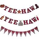 Boao 3 Pieces Wild West Party Decoration Cowboy Party Decorations Yee Haw Banner Bandana Pennant Garland Cowboy Accessories for Western Themed Decor