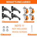 Caster Wheels, 2.5 Inch Workbench Casters Set of 8 Heavy Duty - 600 Lbs Capacity Retractable Swivel Castors with No Noise Polyurethane Wheels, Easy to Install for Tables Legs, Work Bench & Tool Carts