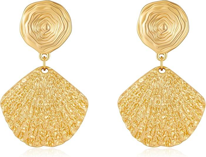 Gold/Silver Shell Dangle Earrings for Women Seashell Drop Dangle Earrings Ocean Beach Earrings Summer Jewelry