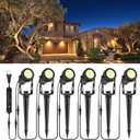 Low Voltage Landscape Lights 6 Pack, 69ft Cable Spotlight Outdoor with 12V Transformer, IP65 Waterproof Plug in Spot Lights 2700K Warm White for Yard, Plant, Lawn, Tree, Flags, Garden
