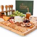 Eese Charcuterie Board Set- Bamboo Charcuterie Boards 14x11 Inch Serving Tray with Cheese Knife Set, Deep Groove Cheese Board & Utensil Holder, Cheese Tray Gift for Entertaining, Wine Nights & Parties