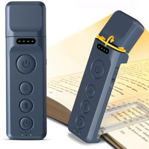 Glocusent Book Lights for Reading at Night, Rechargeable Book Light Clip on - 3 Colors & 5 Brightness, Reading Lights for Books in Bed with Sleep Aid & Timer, Travel Lock, Perfect for Bookworms, Kids (Dark Blue)